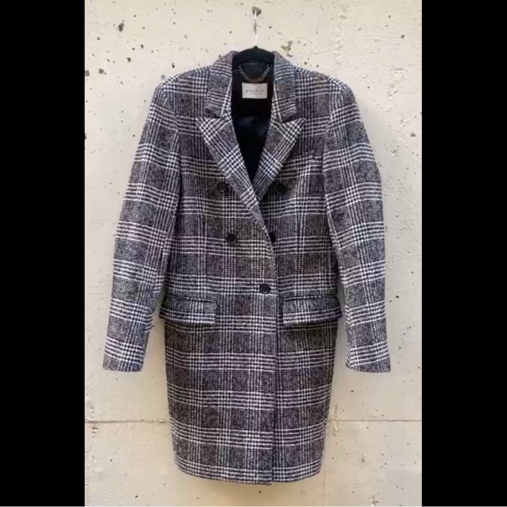 Sandro Paris Prince of Wales Wool Coat